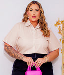 Camisa Feminina Plus Size Manu Ellas Com Strass - Festa