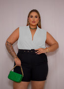 Blusa Manu Ellas Modas Plus Size Decote Cruzada Feminina