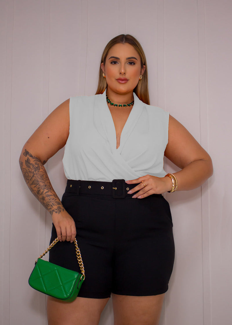 Blusa Manu Ellas Modas Plus Size Decote Cruzada Feminina