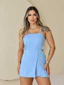 Macaquinho Feminino Social De Alfaiataria Short Saia C/ Bojo