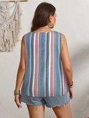 Blusa Sem Mangas Estampada Listrada e Floral - Katy