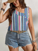 Blusa Sem Mangas Estampada Listrada e Floral - Katy