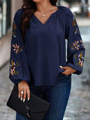 Camisa Feminina manga bordada Lourdes Plus Size