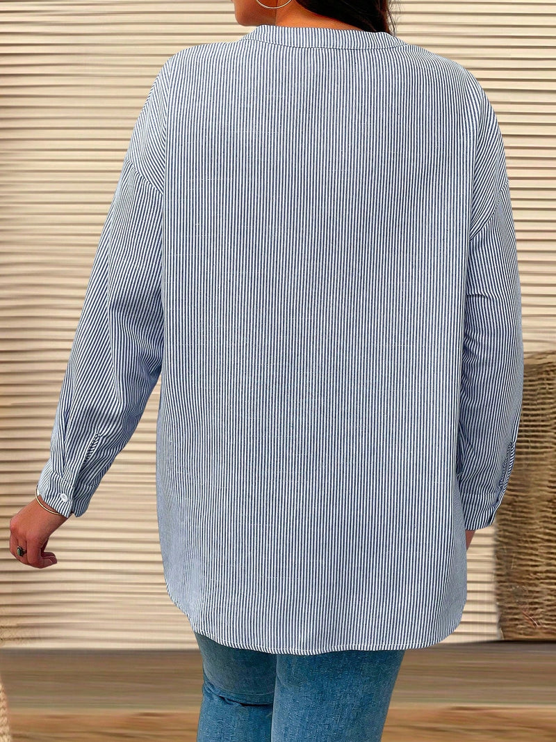 Blusa Listrada manga arregaçadas Maria Elisa