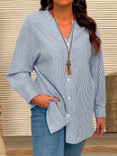Blusa Listrada manga arregaçadas Maria Elisa
