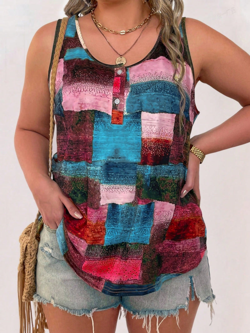 Blusa Feminina solta sem manga Aline. Plus Size