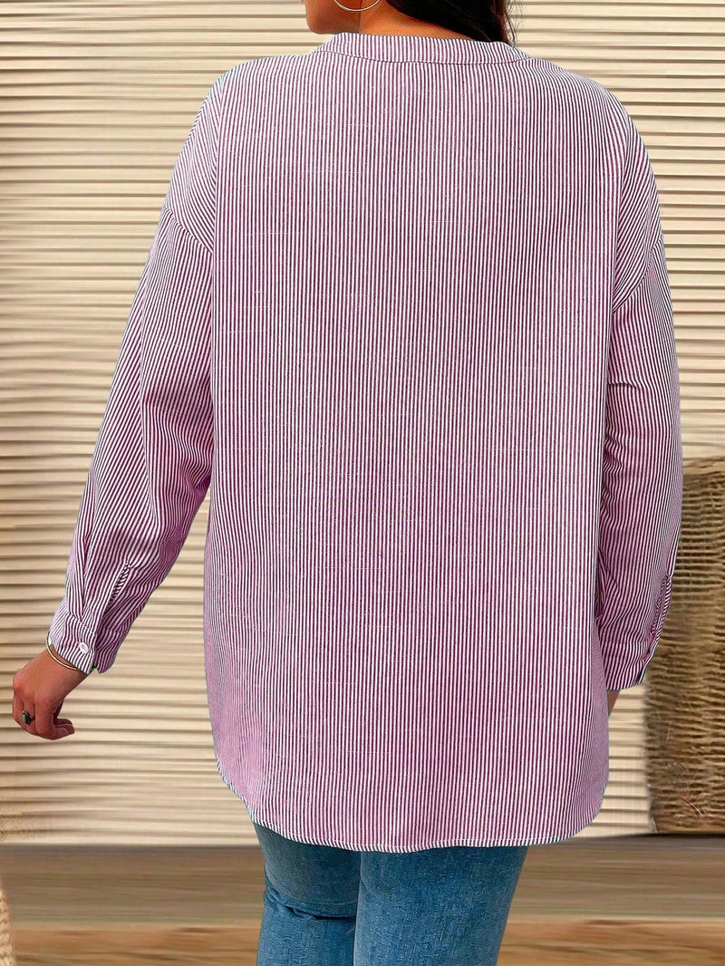 Blusa Listrada manga arregaçadas Maria Elisa