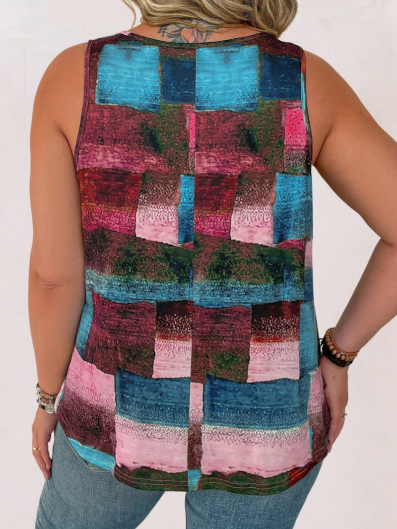 Blusa Feminina solta sem manga Aline. Plus Size