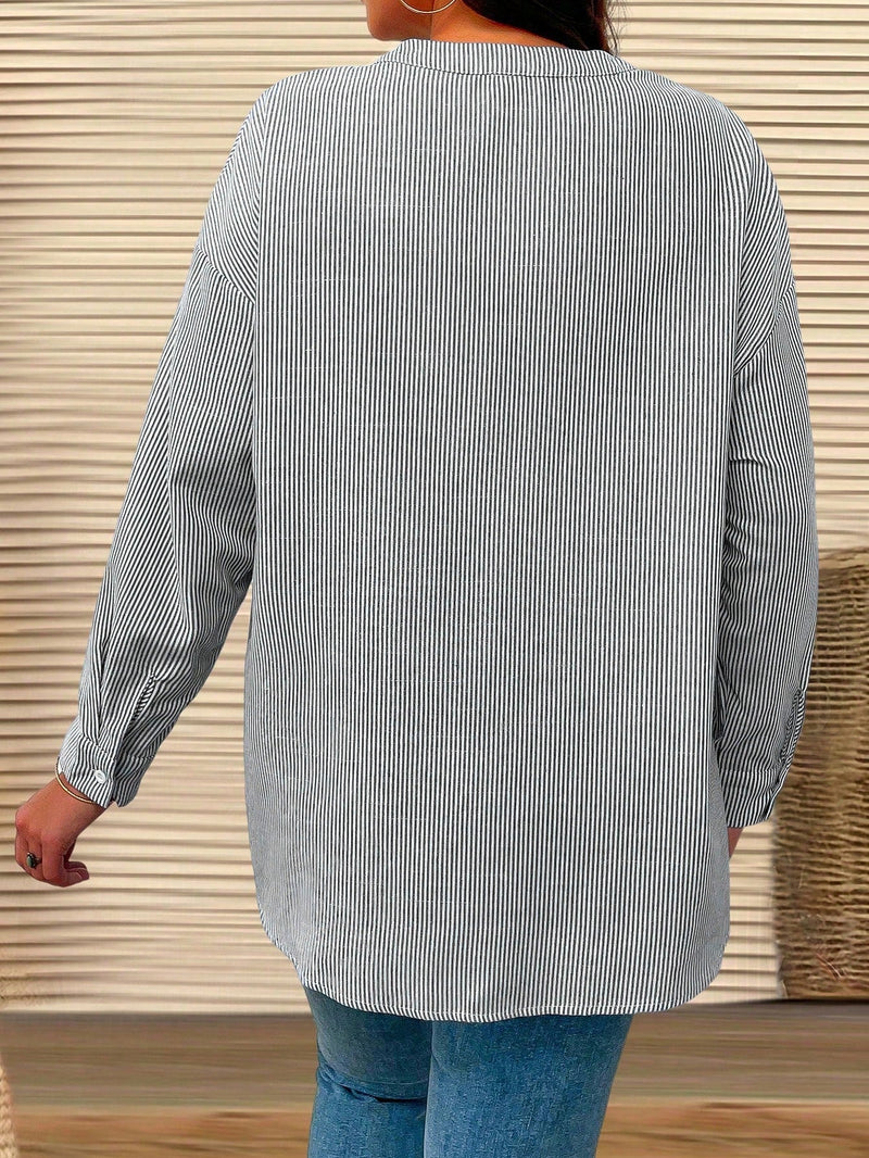 Blusa Listrada manga arregaçadas Maria Elisa