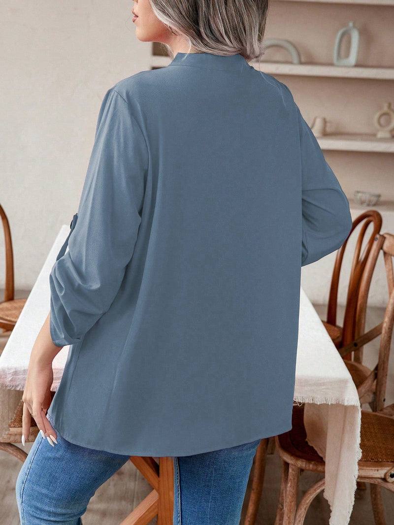 Blusa manga arregaçadas e estilo na gola Maria Laura