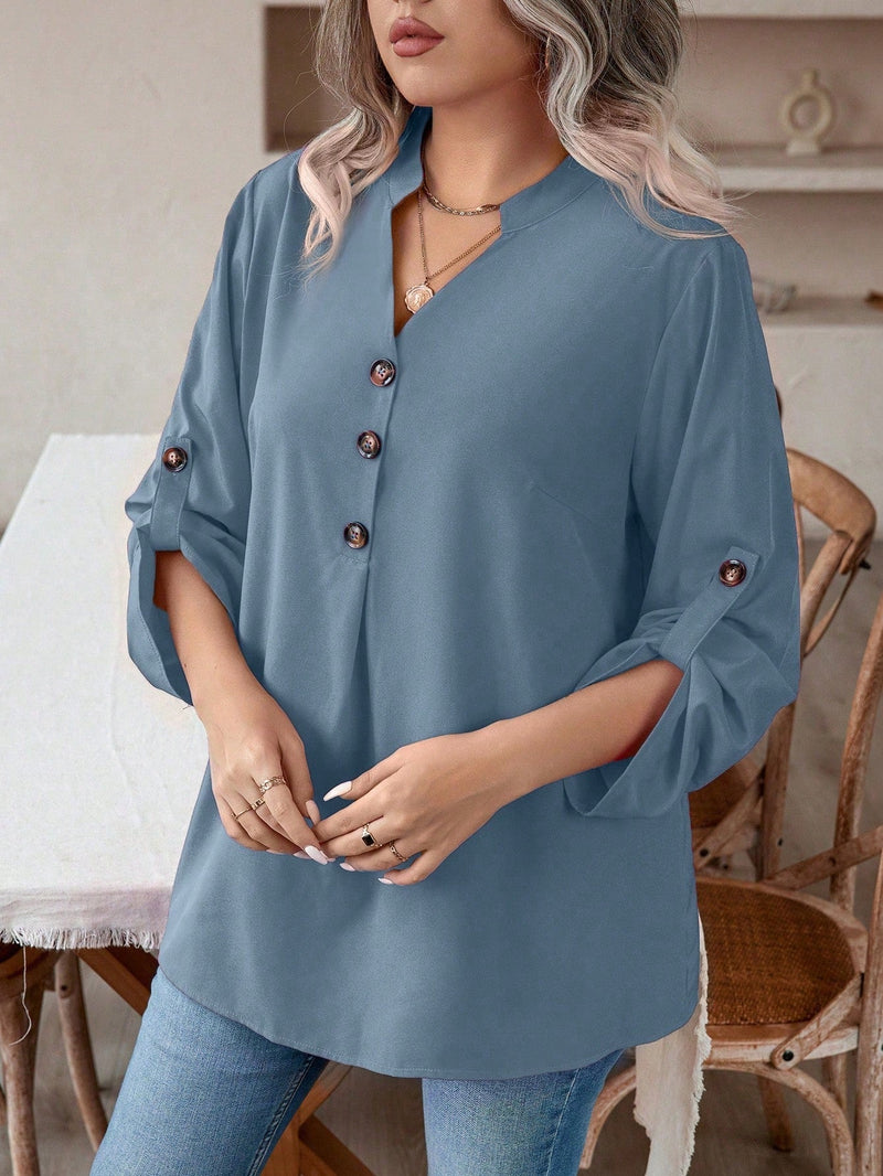 Blusa manga arregaçadas e estilo na gola Maria Laura