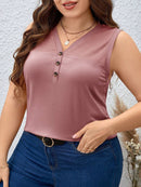 Blusa Feminina sem manga gola V Yoli. Plus Size