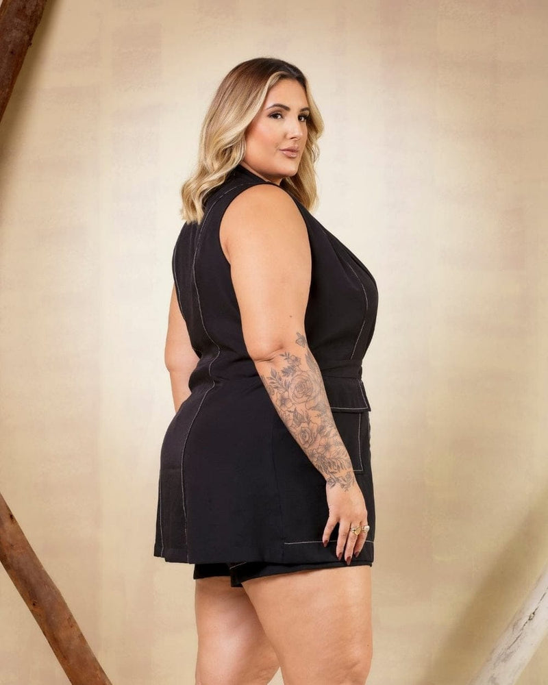 Conjunto Colete e Short Pespontado