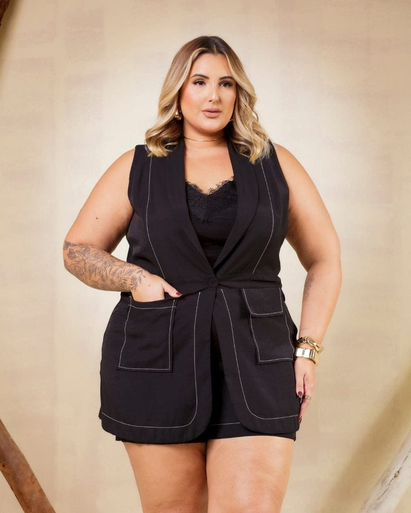 Conjunto Colete e Short Pespontado