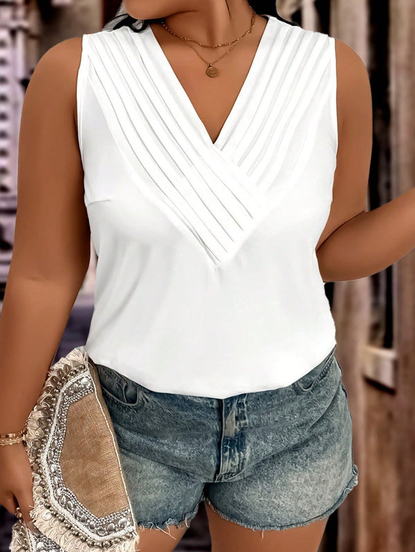 Blusa sem manga e gola V Talita