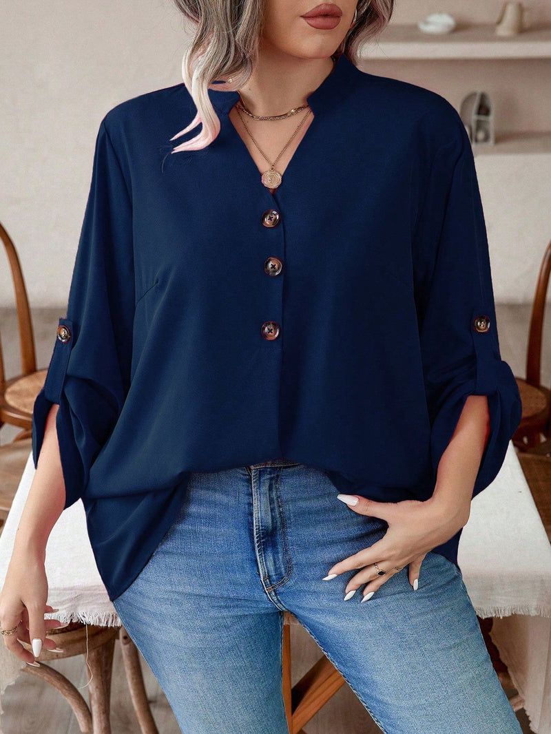 Blusa manga arregaçadas e estilo na gola Maria Laura