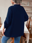 Blusa manga arregaçadas e estilo na gola Maria Laura