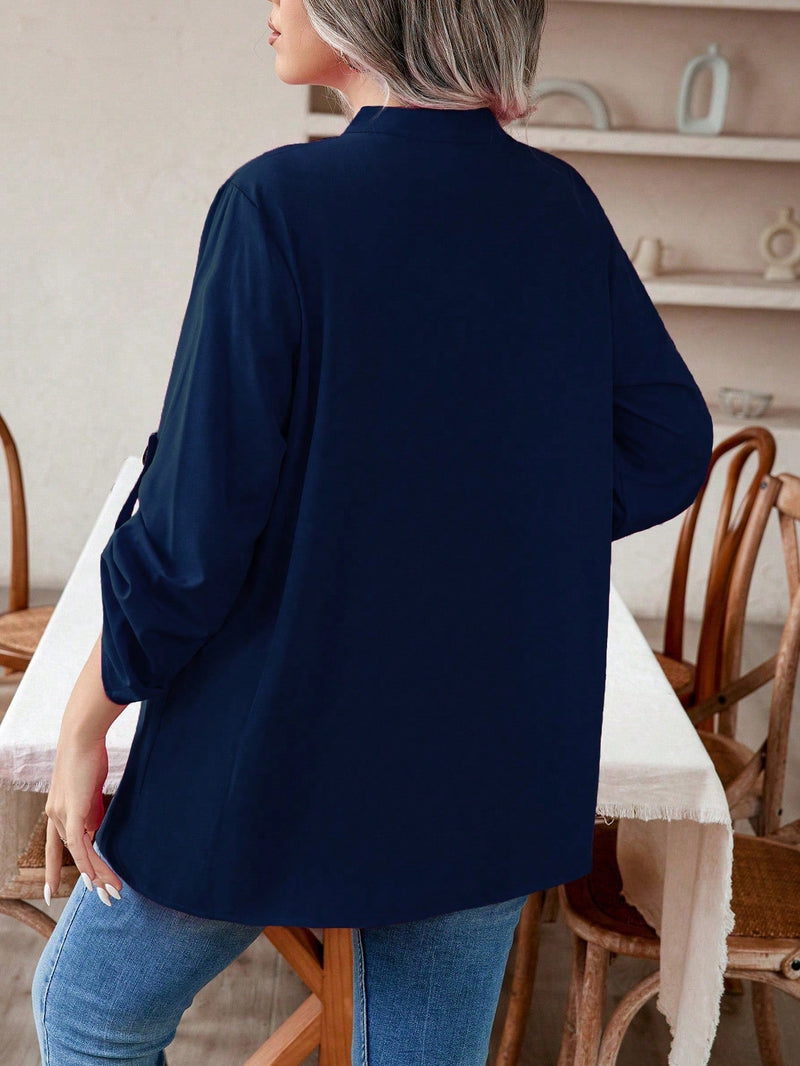 Blusa manga arregaçadas e estilo na gola Maria Laura