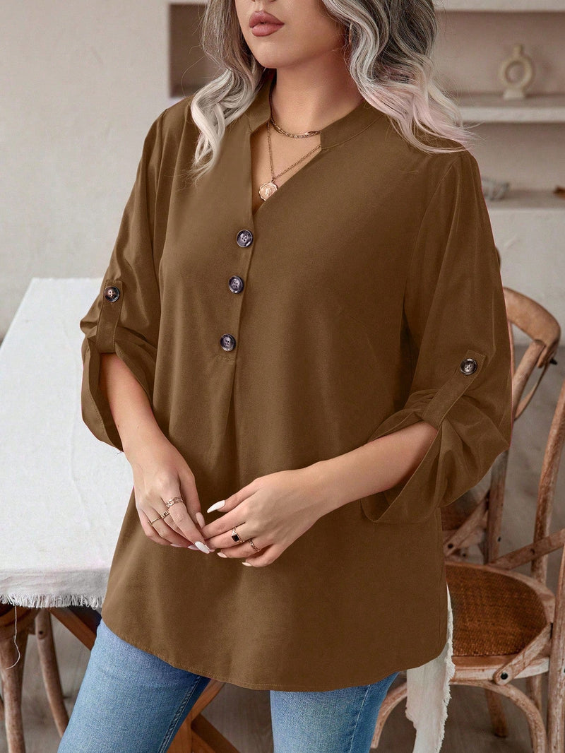 Blusa manga arregaçadas e estilo na gola Maria Laura