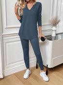 Conjunto Feminino canelado de calça e manga comprida  Beatriz