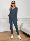 Conjunto Feminino canelado de calça e manga comprida  Beatriz