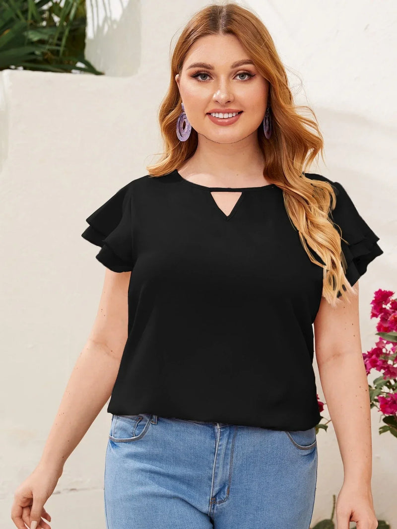 Blusa Com Manga Em Camadas Plus Size - Evie
