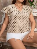 Blusa Estampada Floral com Decote V e Manga Curta Plus Size - Vivian