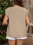 Blusa Estampada Floral com Decote V e Manga Curta Plus Size - Vivian