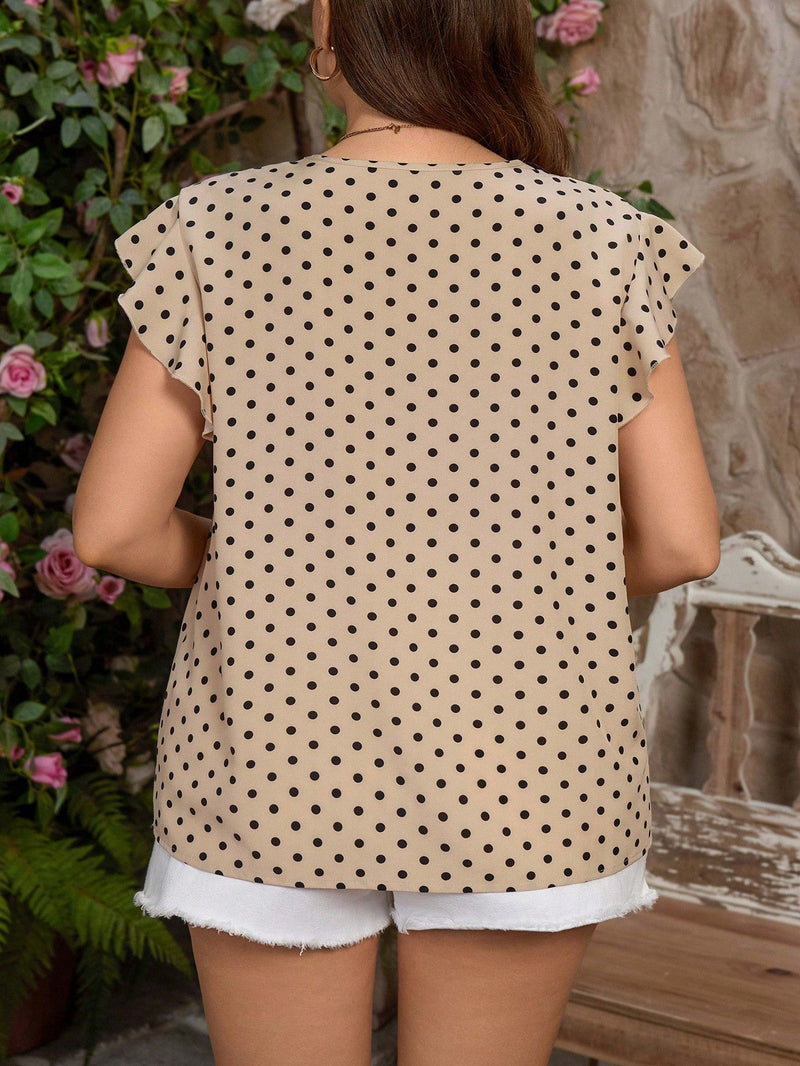 Blusa Estampada Floral com Decote V e Manga Curta Plus Size - Vivian