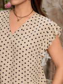 Blusa Estampada Floral com Decote V e Manga Curta Plus Size - Vivian