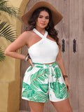 Conjunto de Verão Plus Size com Top Cropped e Shorts Camila