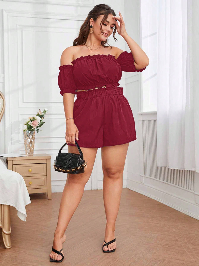Conjunto Plus Size Casual com Babados e Cintura Franzida Renata