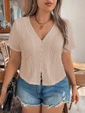 Blusa casual enrugada gola V Trina