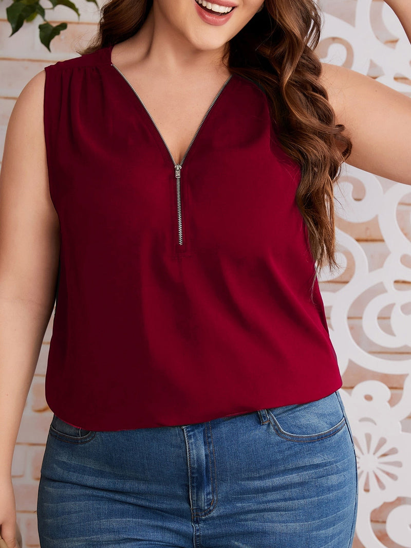 Blusa sem Manga com Zíper Estela