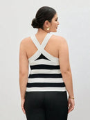 Blusa Tricotado Listrado Sem Manga Bailey