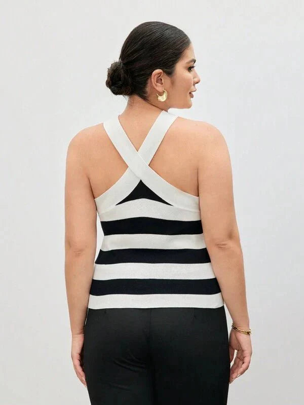 Blusa Tricotado Listrado Sem Manga Bailey