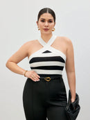 Blusa Tricotado Listrado Sem Manga Bailey