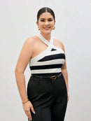 Blusa Tricotado Listrado Sem Manga Bailey