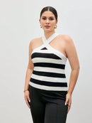 Blusa Tricotado Listrado Sem Manga Bailey