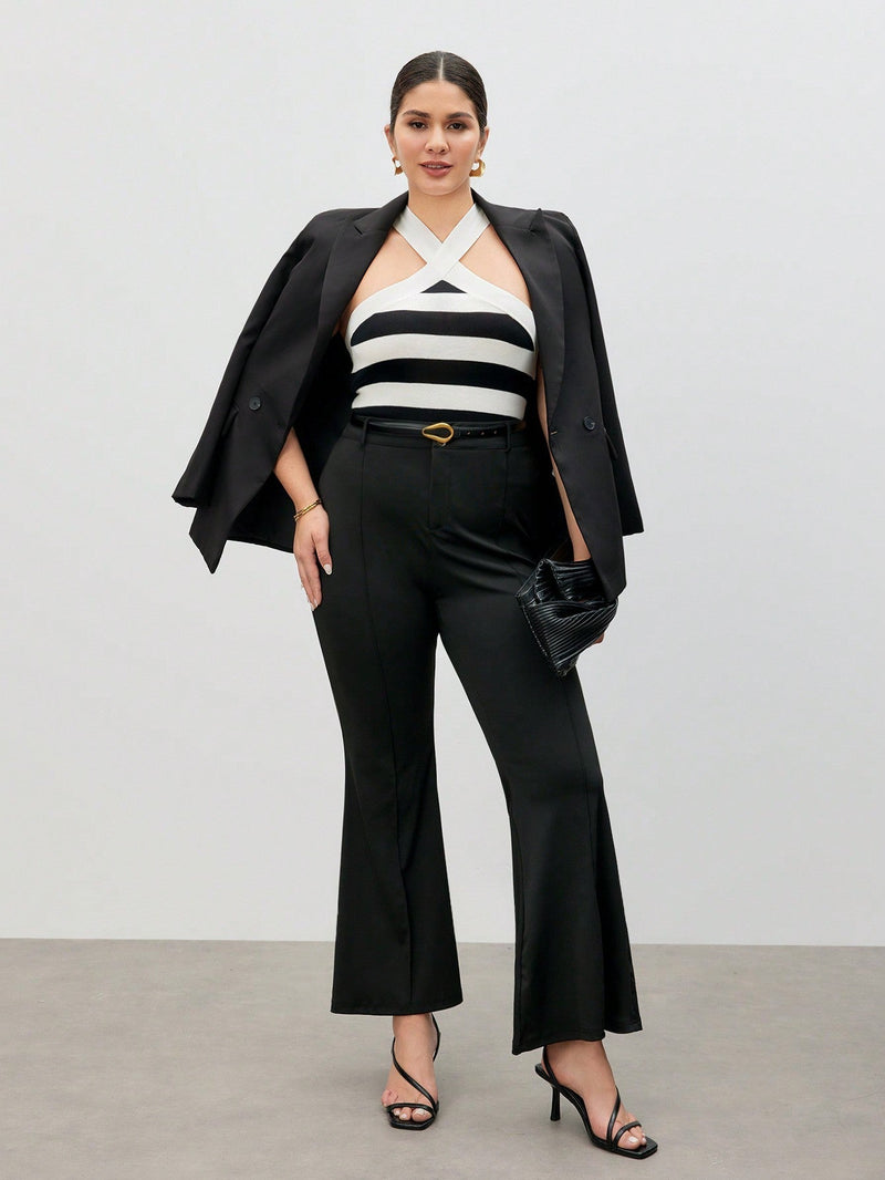 Blusa Tricotado Listrado Sem Manga Bailey