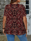 Blusa gola em v estampa geométrica Luna