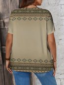 Blusa gola em v estampa geométrica Luna