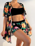 Conjunto de Shorkini Feminino com Saída de Praia Tropicalia